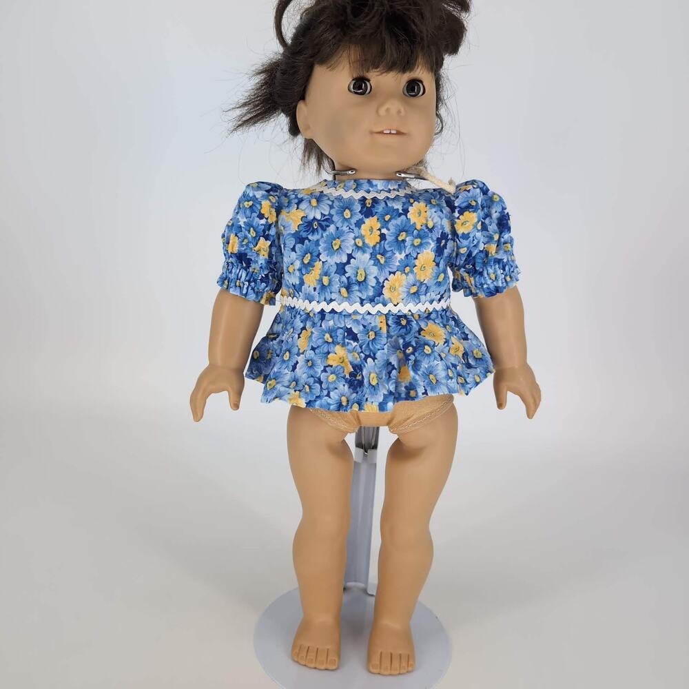 Unbranded Blue & Yellow Floral Blouse Doll Top Short Sleeve for 18" Dolls - GUC